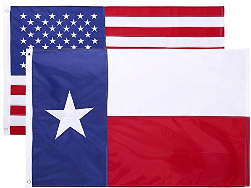 Product Cover Cascade Point Flags Nylon 3x5 FT State & American Flag Combo Pack - Oxford 200D & 210D Nylon - Durable & Lasting - 4 Stich Hemming. Vivid & Fade Resistant (Texas+USA)