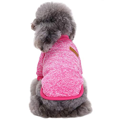 Product Cover CHBORLESS Pet Dog Classic Knitwear Sweater Warm Winter Puppy Pet Coat Soft Sweater Clothing for Small Dogs (S, Rose)