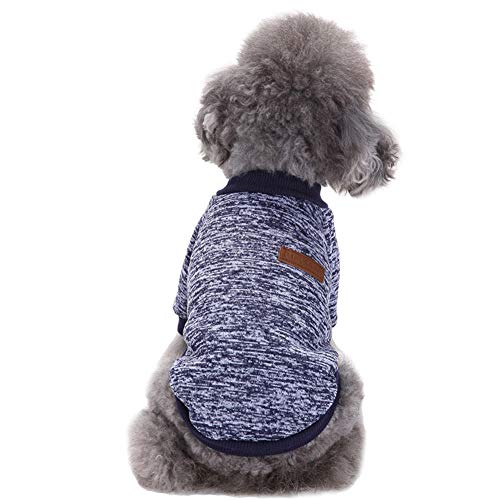 Product Cover CHBORLESS Pet Dog Classic Knitwear Sweater Warm Winter Puppy Pet Coat Soft Sweater Clothing for Small Dogs (S, Navy Blue)
