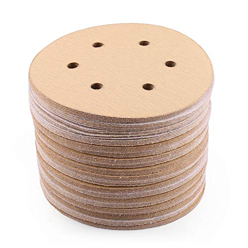 Product Cover Sanding Discs, 120 Grit 6 Inch 6 Holes Sandpaper - LotFancy Hook and Loop Random Orbital Sander Paper, Pack of 100