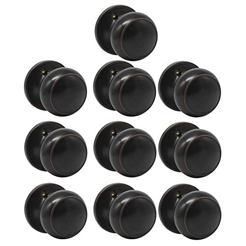 Product Cover Probrico Flat Ball Style Oil Rubbed Bronze Finish Single Dummy Door Knobs Handle Set Handware, 10 Pack