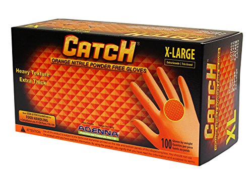 Product Cover Adenna Catch 9 mil Nitrile Powder Free Gloves (Orange, X-Large) Box of 100