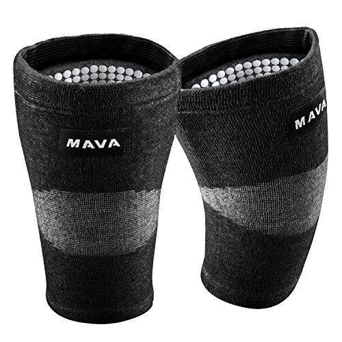 Product Cover Mava Sports Reflexology Knee Support Sleeves (Pair) for Joint Pain and Arthritis Relief, Improved Circulation Compression - Effective Support for Running, Jogging, Workout, Walking and Recovery