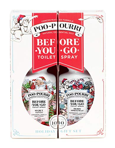Product Cover Poo Pourri Before-You-Go Toilet Spray Holiday Pull Apart Gift Set, Merry Spritzmas & Secret Santa Scents, Two 2 oz Bottles