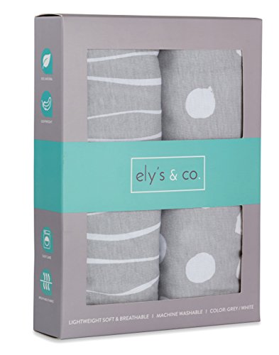 Product Cover Pack n Play Sheet | Mini Crib Sheet Set 2 Pack Grey and White Abstract Stripes and Dots by Ely's & Co