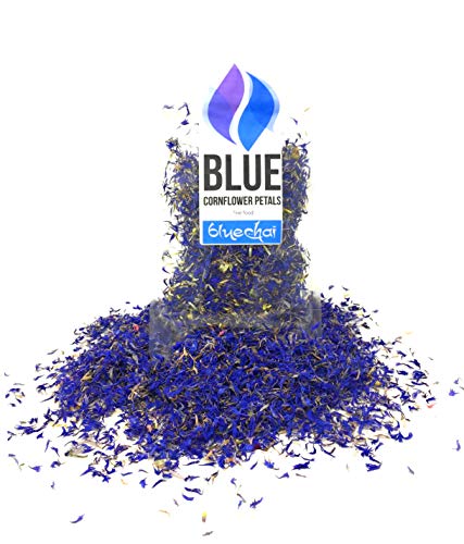 Product Cover Pure Blue Cornflower Petals - 100% Organic, Dried, Grown in Germany - Natural Organically Grown Herbal Flowers for For Homemade Lattes, Tea Blends, Bath Salts, Gifts, Crafts (Centaurea cyanus)