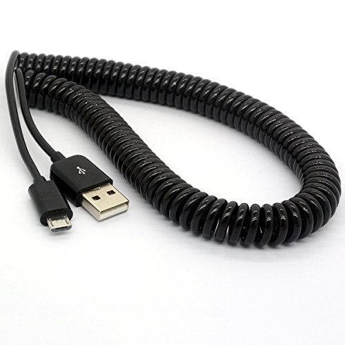 Product Cover BSHTU 3M/9Ft Coiled USB to Micro USB Cable Spring Spiral USB 2.0 Male to Micro B Male Connector Data Synchronize and Charging Data Extension Cord