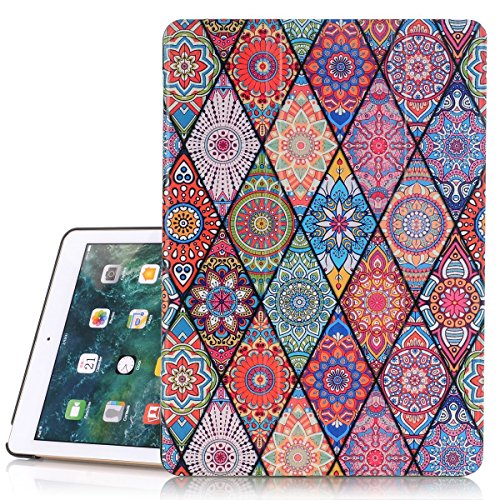 Product Cover iPad 6th/5th Generation Case, Hocase PU Leather Smart Case w/Cute Flower Design, Auto Sleep Wake Feature, Microfiber Lining Hard Back Cover for iPad A1893/A1954/A1822/A1823 - Mandala