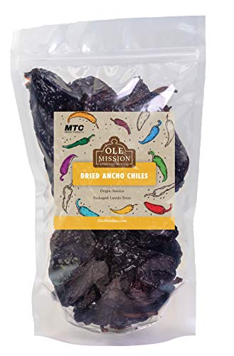 Product Cover Dried Ancho Chiles Peppers 4 oz, Great For Sauce, Chili, Stews, Soups, Mole, Tamales, Salsa and Mexican Recipes By Ole Mission