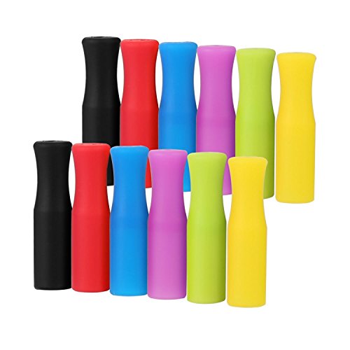 Product Cover 12PCS Silicone Straw Tips, Multicolored Food Grade Straws Tips Covers Only Fit for 1/4 Inch Wide(6MM Outdiameter) Stainless Steel Straws