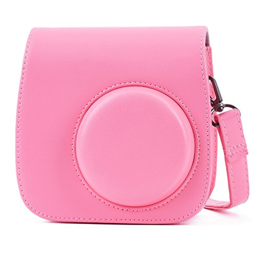 Product Cover Phetium Flamingo Pink Protective Case for Fujifilm Instax Mini 9 Mini 8 Mini 8+, Soft PU Leather Bag with Pocket and Removable Shoulder Strap(Flamingo Pink)