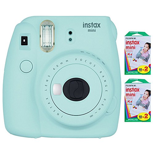 Product Cover Fujifilm Instax Mini 9 Instant Camera (Ice Blue) with 2 x Instant Twin Film Pack (40 Exposures)