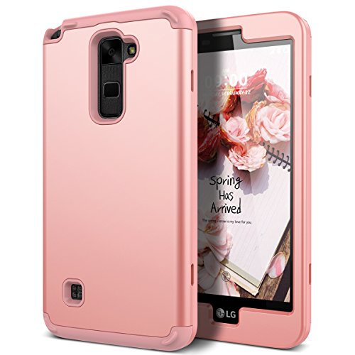 Product Cover WeLoveCase LG Stylus 2 Case, Heavy Duty Drop Protection Case Shockproof Silicone Bumper + High Impact Hard PC 3 in 1 Hybrid Protective Case Cover for LG Stylus 2 / LG G Stylo 2 (LS775) - Rose Gold