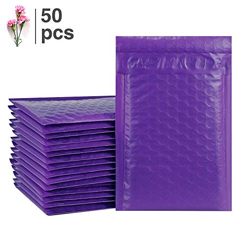Product Cover Fu Global Poly Bubble Mailers 4x8 Inch #000 Padded Envelopes Purple Pack of 50