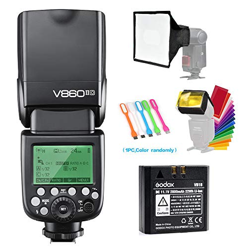 Product Cover Godox V860II-O TTL GN60 2.4G High-Speed Sync 1/8000s Li-ion Battery Camera Flash Speedlite Light Compatible for Olympus Panasonic Cameras with 15x17cm Softbox & Filter & USB LED