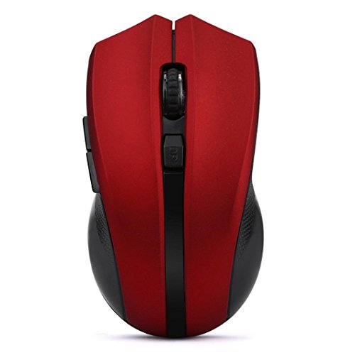 Product Cover YJM Cordless Wireless 2.4GHz Optical Mouse Mice for Laptop PC Computer +USB Receiver (Red)