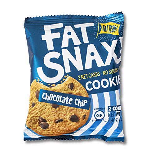 Product Cover Fat Snax Cookies - Low Carb, Keto, and Sugar Free (Chocolate Chip, 12-pack (24 cookies)) - Keto-Friendly & Gluten-Free Snack Foods