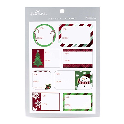 Product Cover Hallmark Christmas Gift Tag Stickers (96 Labels; Santa, Trees, Blue, Glitter)