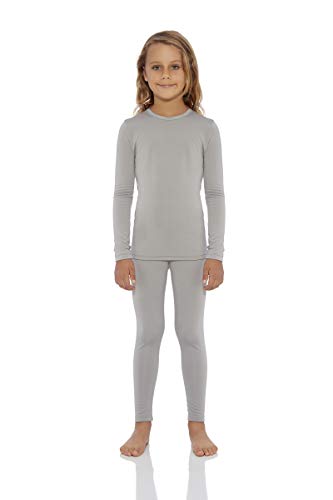 Product Cover Rocky Thermal Underwear for Girls Fleece Lined Thermals Kids Base Layer Long John Set Grey