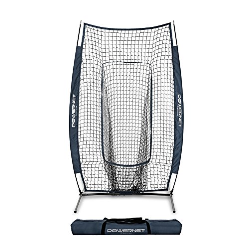Product Cover PowerNet Infielder Training Baseball Softball Net 4x7 (Navy) | Throwing Fielding Training Target | Simulate Fielding Situations | Throws to First, Cutoff, Second | Portable, Easy Setup | Team Colors