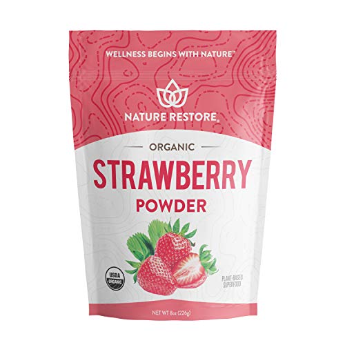 Product Cover Nature Restore USDA Certified Organic Freeze Dried Strawberry Powder, 8 Ounces, Non GMO, Gluten Free, Vegan