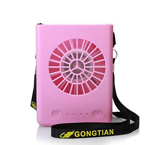 Product Cover CestMall 3 Speeds Portable Multi-Functional Mini Rechargeable Fan Powered by 18650 Li-ion Battery (Included) & USB Charging for Outdoor Travel with String (Pink)