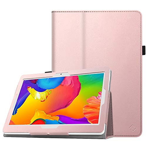 Product Cover Fintie Case for Dragon Touch 10 inch K10 Tablet, Premium PU Leather Stand Cover Works with Dragon Touch Max10, Lectrus 10, Victbing 10, Hoozo 10, BeyondTab 10, Manjee 10.1 Android Tablet, Rose Gold
