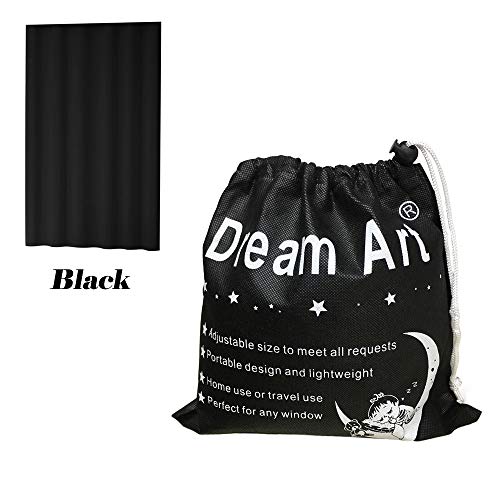 Product Cover DREAM ART Anywhere Portable Blackout Curtain/Adjustable Blackout Shades/Temporary Blackout Blinds with Suction Cups for Nursery,Children Kids Bedroom or Travel Use,Black,1 pc W52xL72Inch(132X183cm)