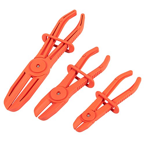 Product Cover Juvale 3 Pack Hose Clamp Pliers - Pinch Pliers - Line Clamps for Brake Hoses, Fuel Hoses, Gas Lines, Coolant Hoses, Radiator Hoses, Most Flexible Hoses, Red