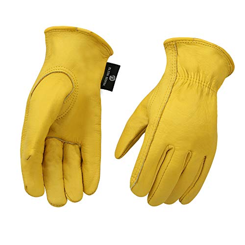 Product Cover Heavy Duty Industrial Safety Gloves Hunting Gloves, Grain cowhide Leather Shooting Gloves for Driving/Riding/Gardening/Farm - Extremely Soft and Sweat-absorbent - Perfect Fit for Men & Women (Medium)