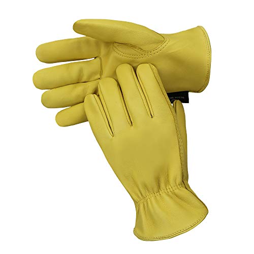Product Cover OLSON DEEPAK Sheepskin Gloves Leather gloves Handing workshop Gloves Driving/Riding/Gardening/Farm - Extremely Soft and Sweat-absorbent (Extra Large, Full-Leather)