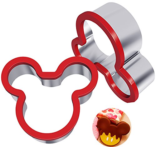 Product Cover Hibery 2 Pack Mickey Mouse Cookie Cutter, Stainless Steel Sandwich Cutter, Food Grade Mickey Cookie Cutters, Sandwich Cutters for Kids Suitable for Cakes and Cookie