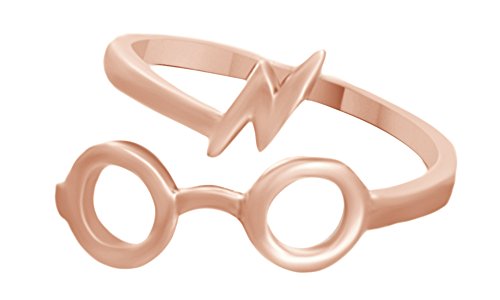 Product Cover AFFY Harry Potter Glasses Lightning Bolt Open Ring in 14K Rose Gold Over Sterling Silver