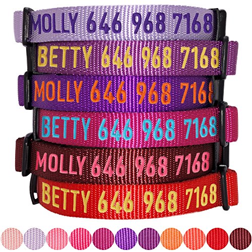 Product Cover Blueberry Pet Essentials 30 Colors Personalized Dog Collar, Lavender, Large, Adjustable Customized ID Collars for Large Dogs Embroidered with Pet Name & Phone Number
