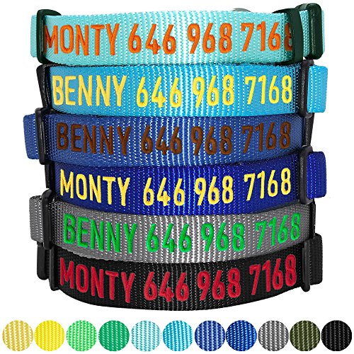 Product Cover Blueberry Pet 30 Colors Personalized Dog Collar, Royal Blue, Small, Adjustable Customized ID Collars for Small Dogs Embroidered with Pet Name & Phone Number
