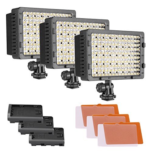 Product Cover NEEWER 3-Pack 160 LED CN-160 Dimmable Ultra High Power Panel Digital Camera/Camcorder Video Light, LED Light for Canon, Nikon, Pentax, Panasonic,Sony, Samsung and Olympus Digital SLR Cameras