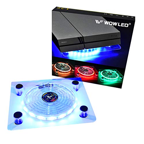 Product Cover WF USB RGB LED Cooler Cooling Fan Stand, Multi-Color LED Light Cooler Pad Stand Accessories for PS4 Playstation 4 Pro, PS4 Slim, Xbox One X, Notebook, Laptop, Consoles