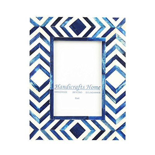Product Cover Handicrafts Home 4x6 Photo Frame Blue White Bone Mosaic Moroccan Picture Frames