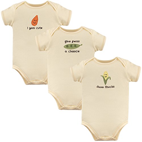 Product Cover Touched by Nature Unisex Baby Organic Cotton Bodysuits, Corn 3-Pack, 0-3 Months