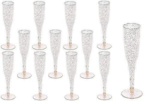 Product Cover Gold Glitter Plastic Classicware Glass Like Champagne Wedding Parties Toasting Flutes (1 Box = Quantity 30)