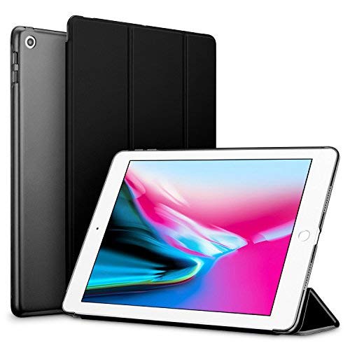 Product Cover Robustrion Smart Trifold Hard Back Flip Stand Case Cover for New iPad 9.7 inch 2018/2017 5th 6th Generation Model A1822 A1823 A1893 A1954 - Black