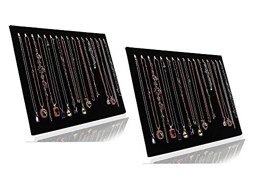 Product Cover JIFF Velvet Necklace Jewelry Organizer/Tray/Pad /Showcase/ Display case (2 pack-Black 17 Hook Necklace Display)