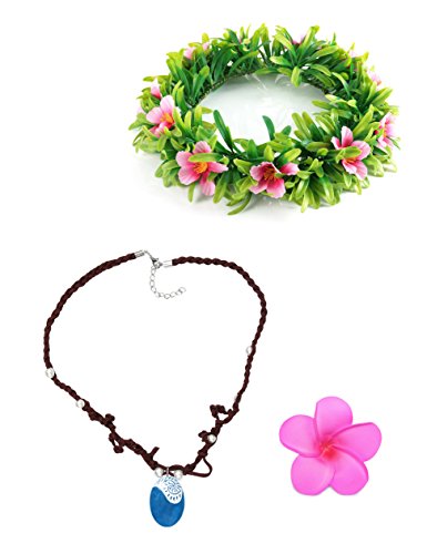 Product Cover Muababy Girls Necklace with Hawaii Flowers Garland (Necklace with Headband for Adult)