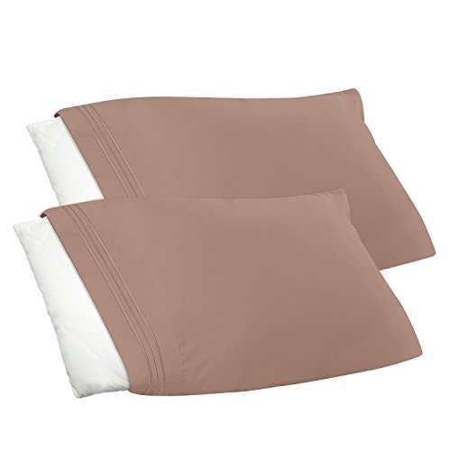 Product Cover Clara Clark Premier 1800 Collection Pillowcase Set, Standard Size, Taupe, 2 Piece