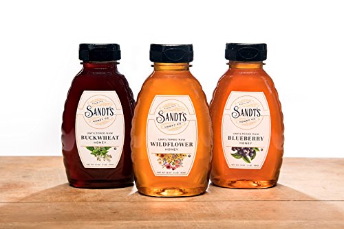 Product Cover Sandt's Unfiltered Raw Honey Varietal Bundle - Buckwheat, Wildflower and Blueberry (3 LBS)