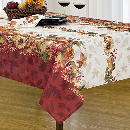 Product Cover Elrene Home Fashions Swaying Leaves Bordered Fall Tablecloth, 60