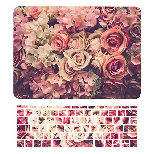 Product Cover TOP CASE - 2 in 1 Signature Bundle Floral Pattern Rubberized Hard Case + Keyboard Cover Compatible MacBook 12