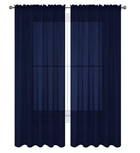 Product Cover Luxury Discounts 2 Piece Solid Elegant Sheer Curtains Fully Stitched Panels Window Treatment Drape (54
