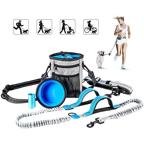Product Cover YOUTHINK Hands Free Dog Leash, with Training Treat Pouch, Reflective Shock Bungee Endure Up to 150 lbs, Comfort & Safe Dual Handle Waist Belt Collapsible Water (Waist Dog Leash)