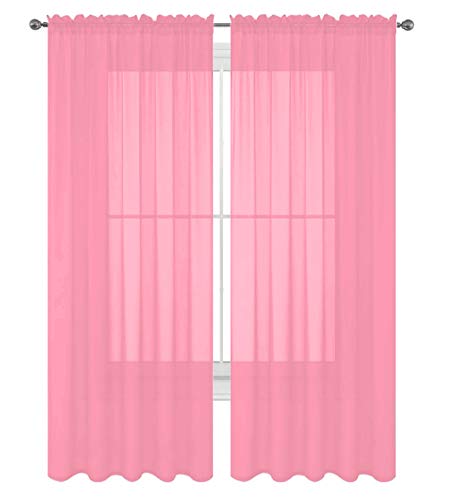 Product Cover Decotex 2 Piece Solid Elegant Sheer Curtains Fully Stitched Panels Window Treatment Drape (54